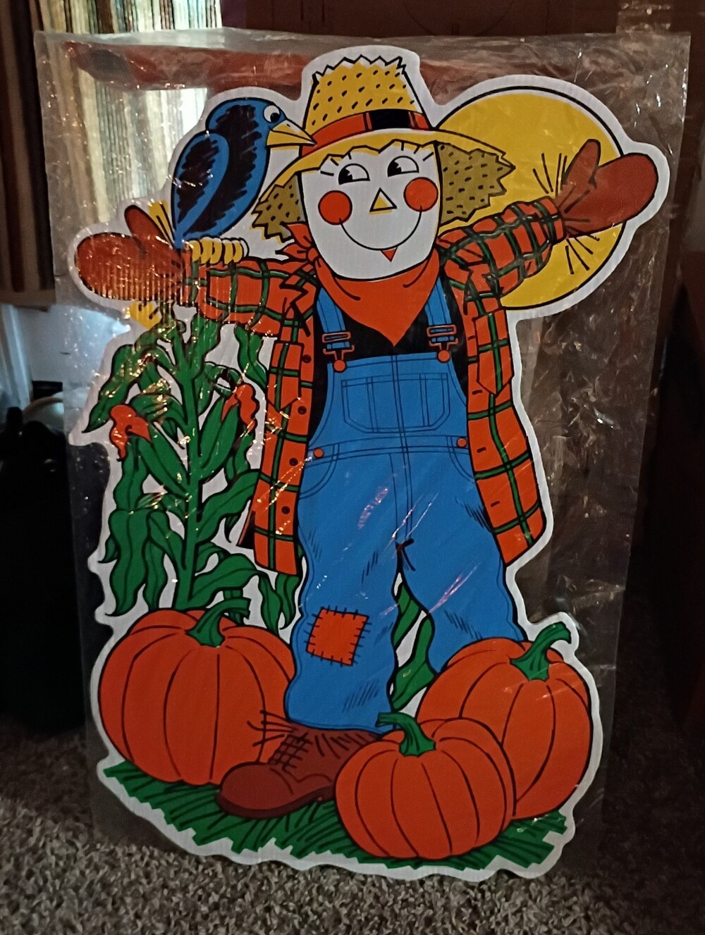 Vintage Halloween Fall Scarecrow Pumkins Yard Sign